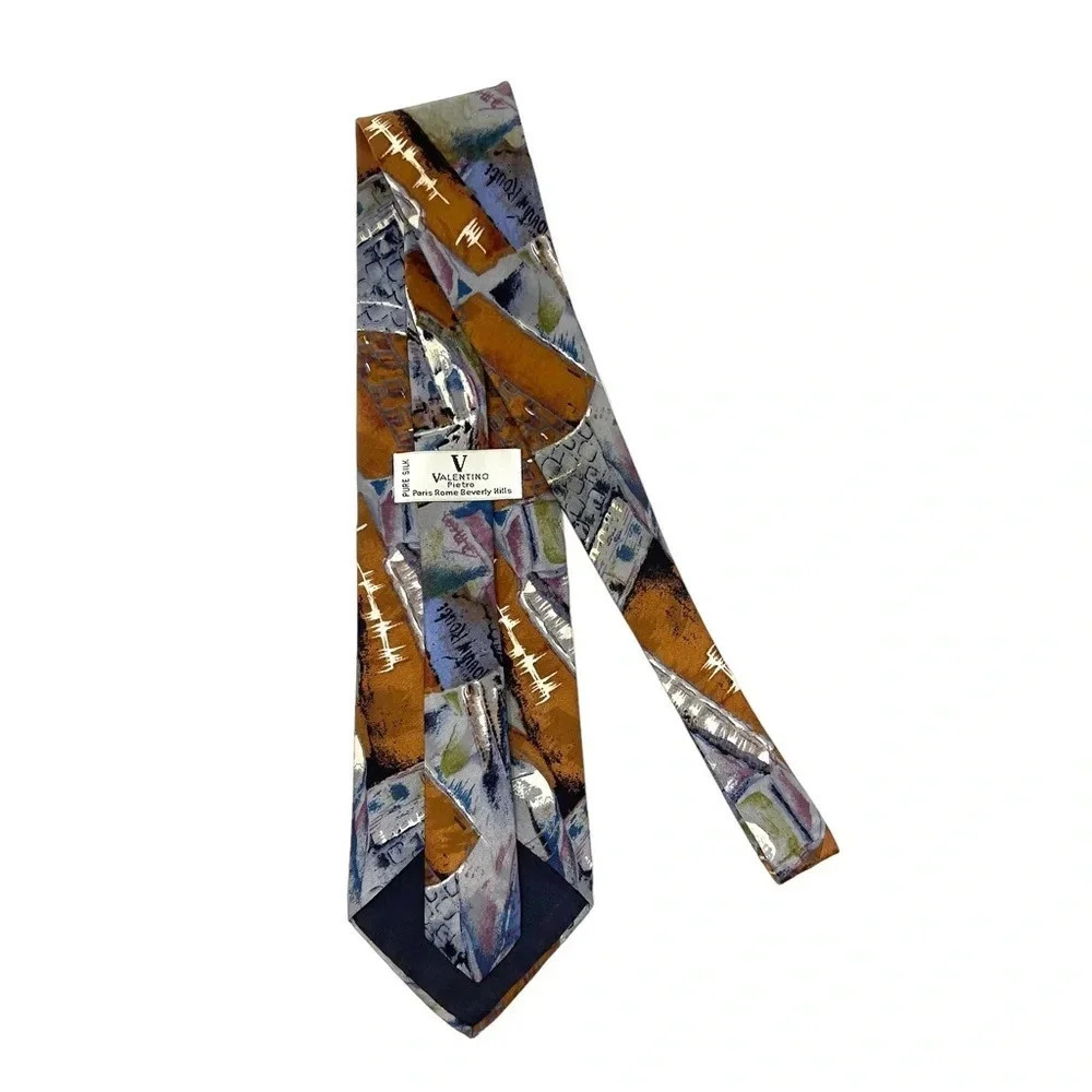 VALENTINO Pietro 100% Italian Silk Abstract Moulin Rouge Men’s Necktie
